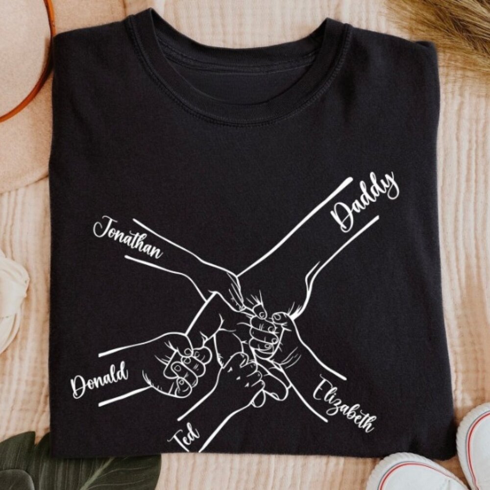 Custom Fathers Day Shirt, Dad Child Holding Hands Shirt